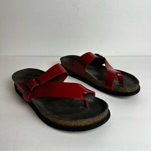Mephisto Women's Afido Red Patent Leather Sandals Size 39 or US 9 Shoes Slip on